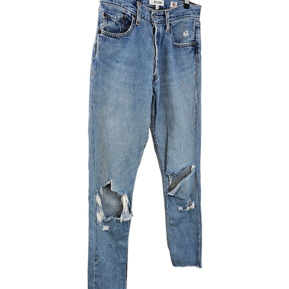 Re/Done Womens High Rise Distressed Jeans Size 26 Button Fly - Picture 2 of 9